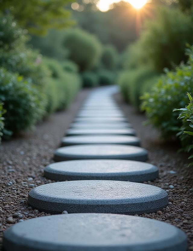 オリオン座の三ツ星を模して配置された飛び石