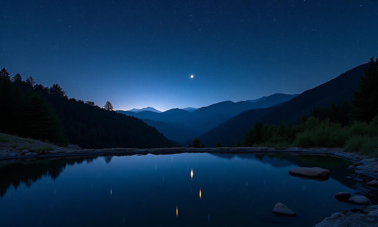 星空を映すために設計された浅い水盤
