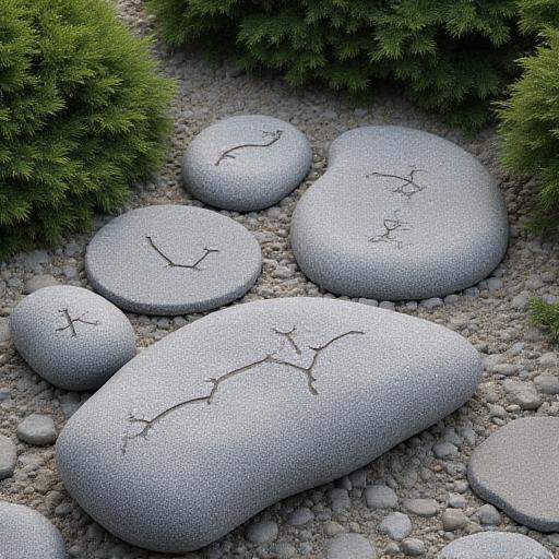 北斗七星の形に配置された庭石