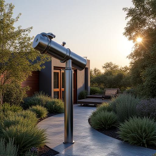 庭に設置された天体望遠鏡